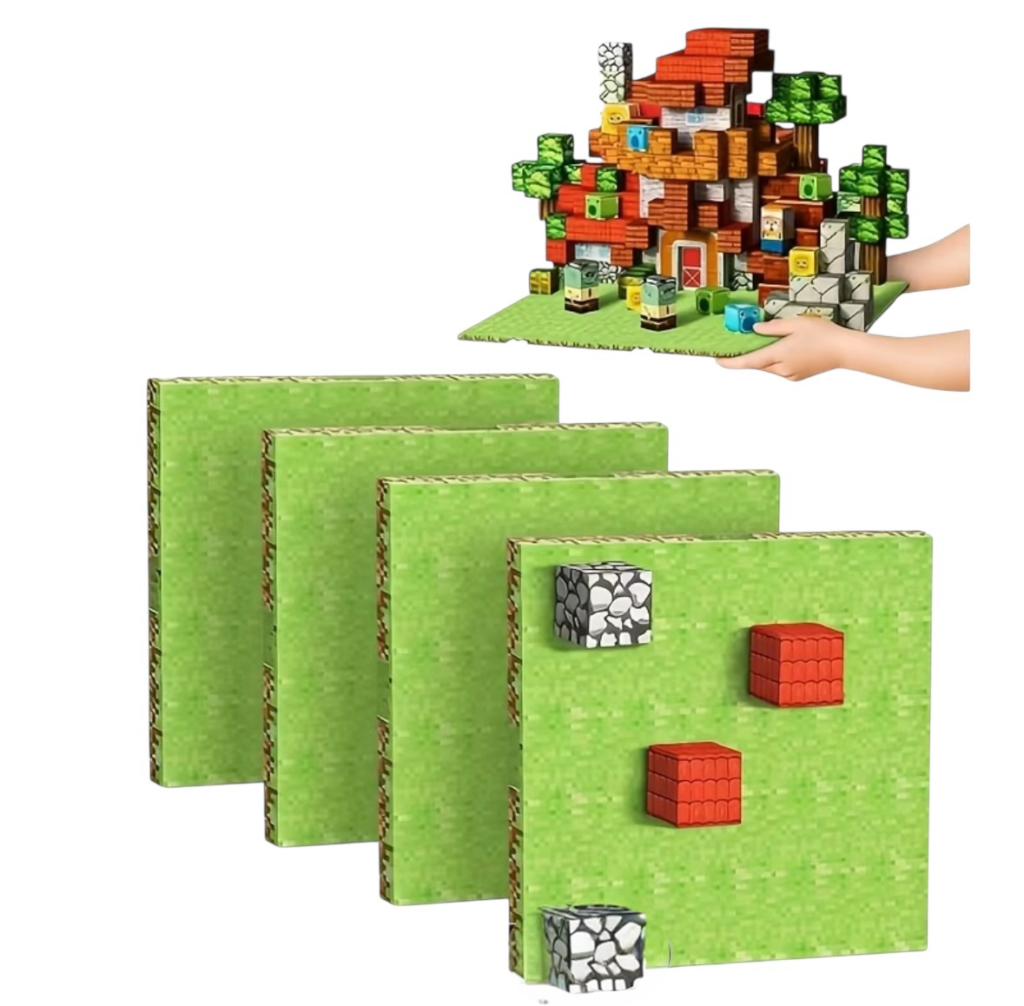 4 stk Magnetiske Byggeplader - Grøn