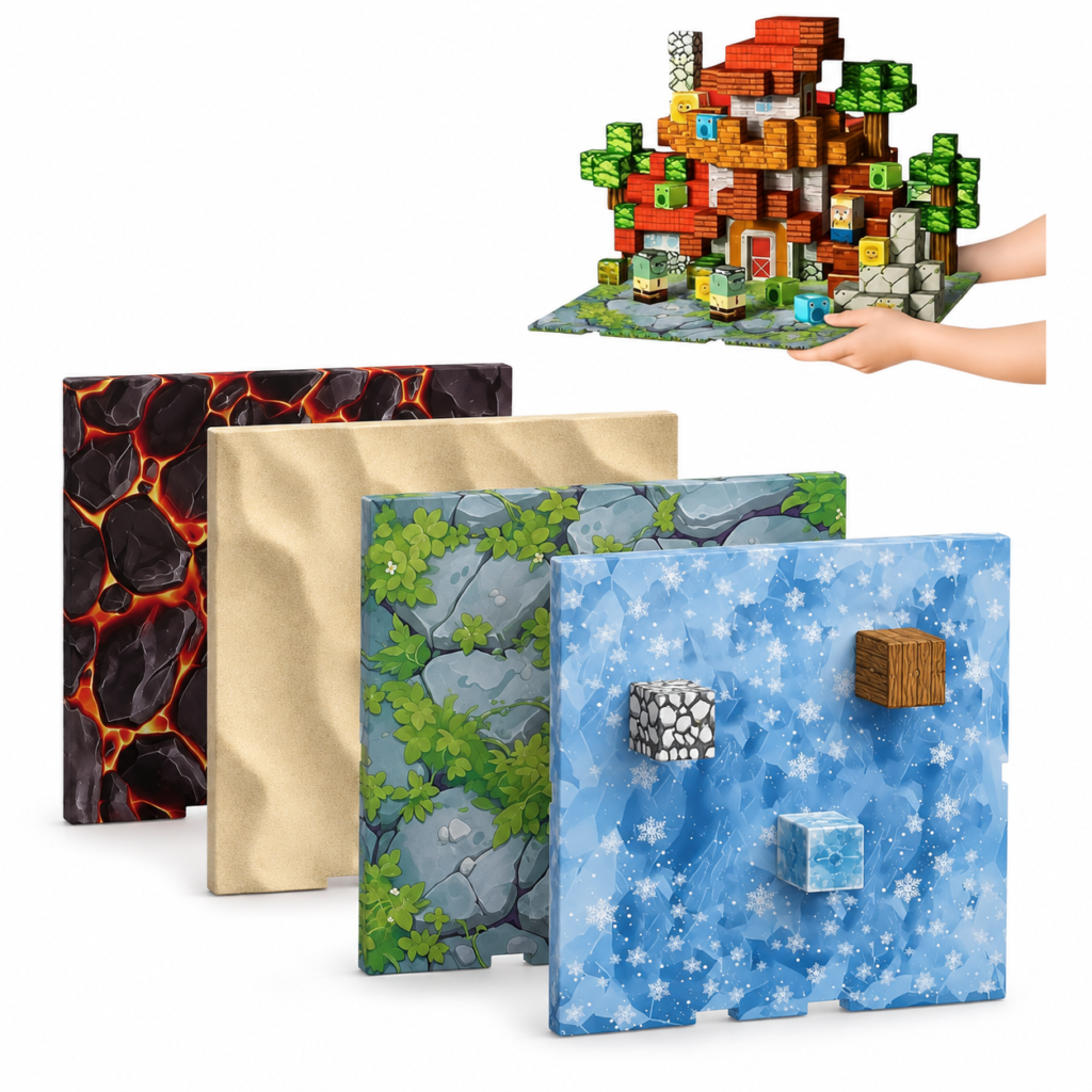 4 stk Magnetiske byggeplader med Adventure overflade